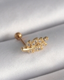 316L Çelik Gold Renk Zirkon Taşlı Dal Tragus Piercing
