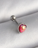 316L Çelik Gümüş Renk Kırmızı Mineli Kalp Tragus Piercing