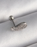 316L Çelik Gümüş Renk Zirkon Taşlı Kanat Tragus Piercing