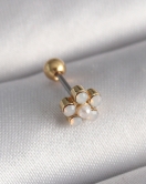 316L Çelik Gold Renk Zirkon Taşlı Çiçek Model Tragus Piercing