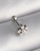 316L Çelik Gümüş Renk Zirkon Taşlı Çiçek Model Tragus Piercing
