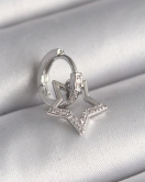 316L Çelik Gümüş Renk Zirkon Taşlı Sallantı Yıldız Model Tragus Piercing