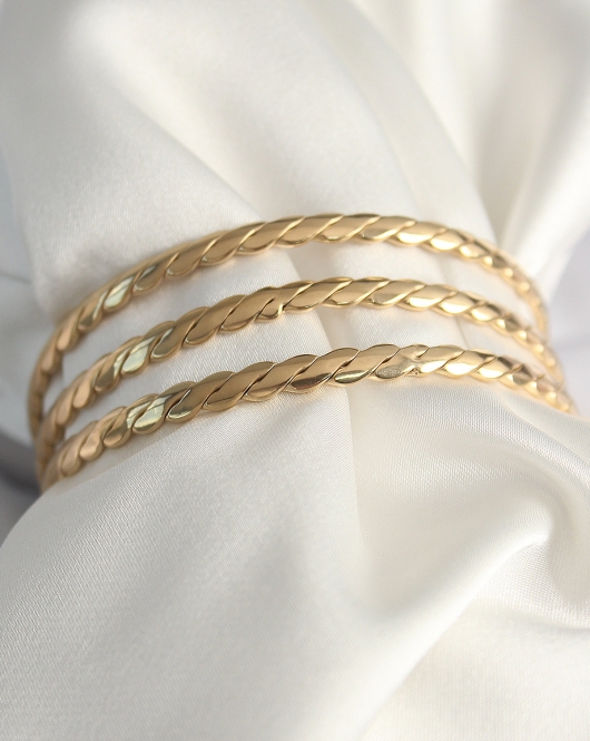 316L Çelik Gold Renk 65 mm Burma Ajda Model Kadın Bilezik