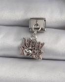316L Çelik Gümüş Renk Sallantı New York Yazı Model Nomination Charm