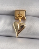 316L Çelik Gold Renk Sallantı Kalp Model Nomination Charm