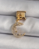 316L Çelik Gold Renk Sallantı Zirkon Taşlı Hilal Model Nomination Charm
