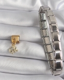 316L Çelik Gold Renk Sallantı Zirkon Taşlı Fil Model Nomination Charm