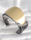 Siyah Mermer Desen Akrilik Plastik Gold Oval Plaka Model Vintage Kadın Bilezik