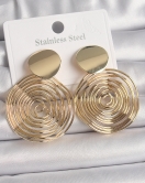 Pirinç Gold Renk Sallantı Labirent Daire Model Kadın Küpe
