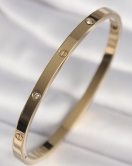 316L Çelik Gold Renk Zirkon Taşlı Model Kadın Bilezik
