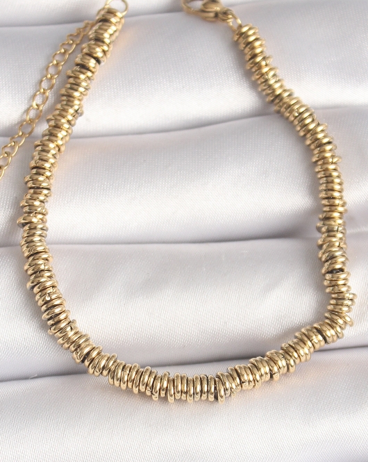 316L Çelik Gold Renk Çoklu Minimal Halka Model Kadın Bileklik