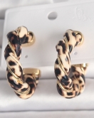 Pirinç Gold Renk Sarmal Leopar Desen Halka Model Kadın Küpe