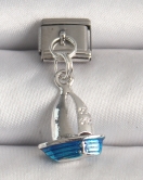316L Çelik Gümüş Renk Mavi Yelkenli Model Nomination Charm
