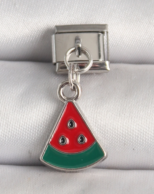 316L Çelik Gümüş Renk Karpuz Dilim Model Nomination Charm