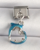 316L Çelik Gümüş Renk Mavi Yunus Model Nomination Charm