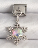 316L Çelik Gümüş Renk Hologram Mineli Kar Tanesi Model Nomination Charm