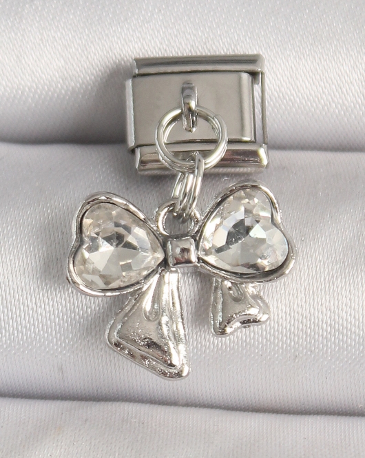 316L Çelik Gümüş Renk Zirkon Taşlı Fiyonk Model Nomination Charm