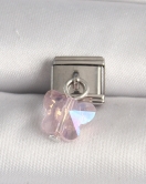 316L Çelik Gümüş Renk Pembe Zirkon Taşlı Kelebek Model Nomination Charm