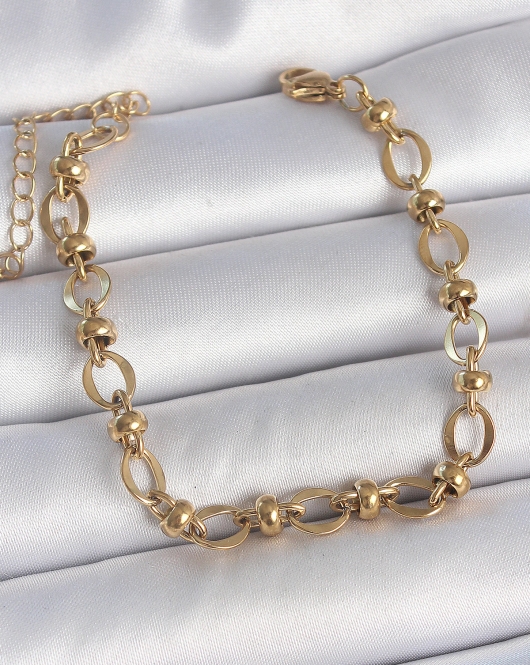 316L Çelik Gold Renk Topçuk Halka Zincir Model Kadın Bileklik