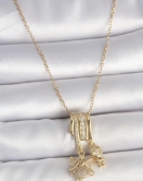 316L Çelik Gold Renk Zirkon Taşlı Sallantı Melek Figür Charm Kadın Kolye