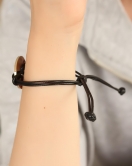 FREEDOM (Özgür) Siyah Deri İpli Unisex Mood Bileklik